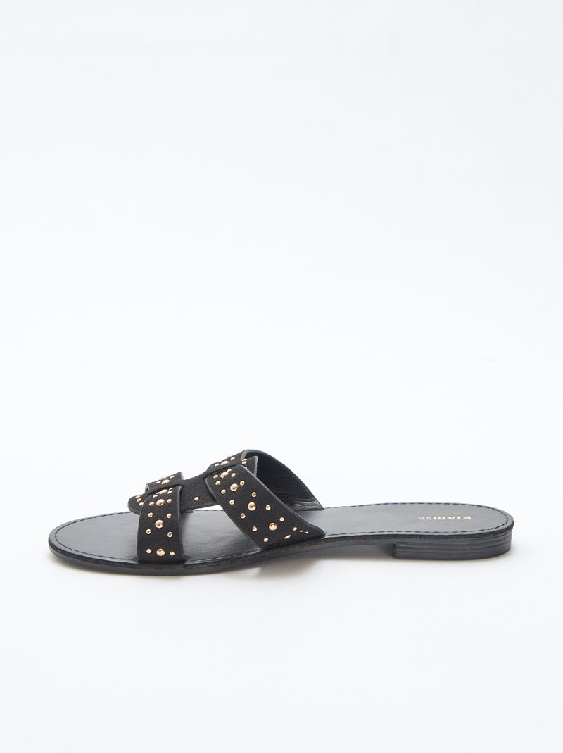 Mules com tira em macramé brilhante Preto - Kiabi