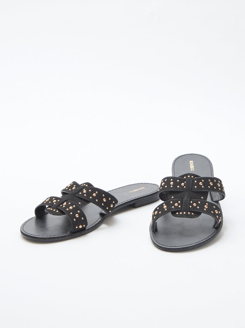 Mules com tira em macramé brilhante Preto - Kiabi