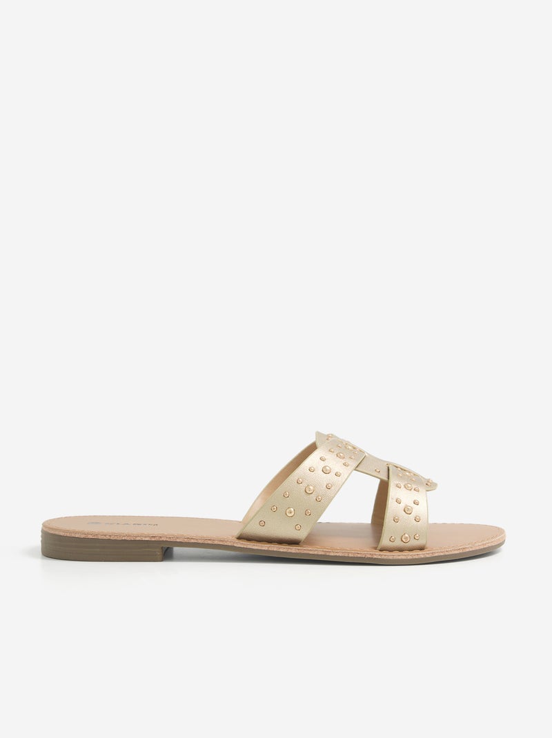 Mules com tiras com tachas Amarelo - Kiabi
