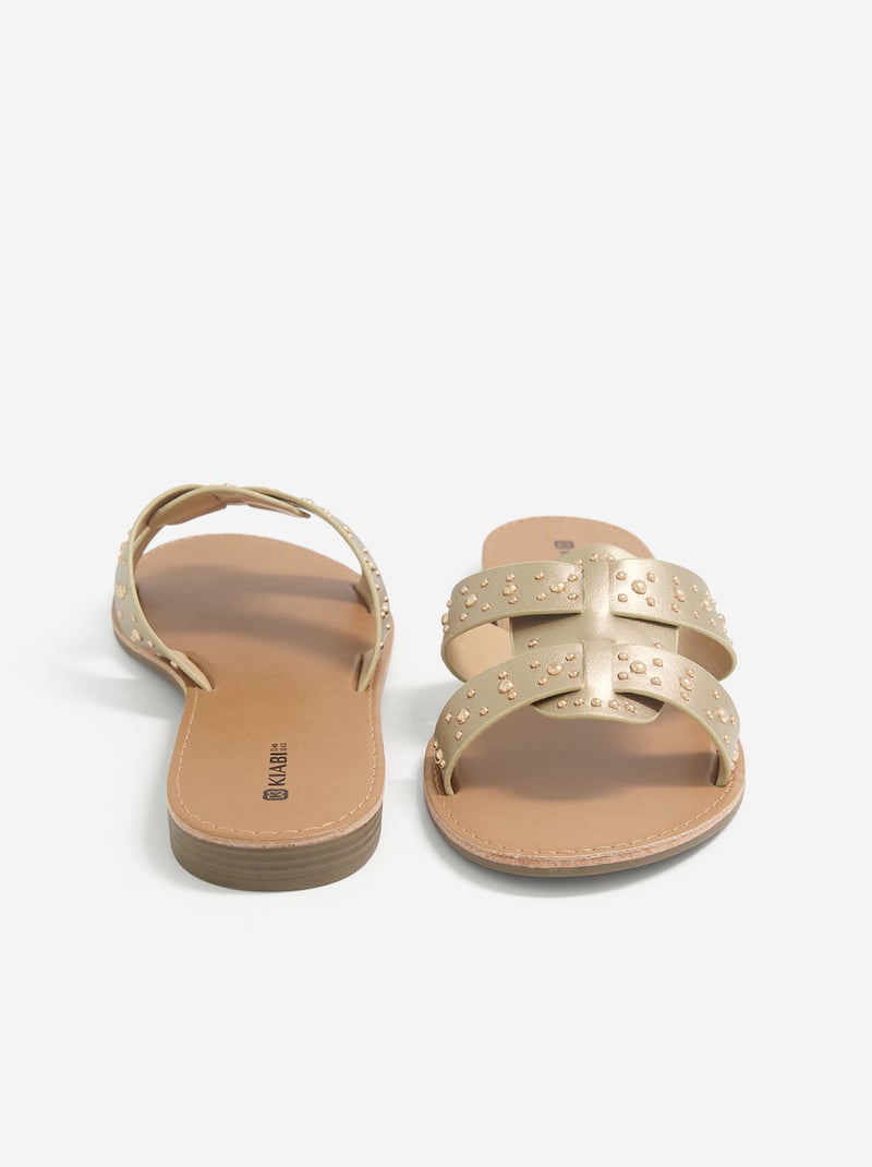Mules com tiras com tachas Amarelo - Kiabi