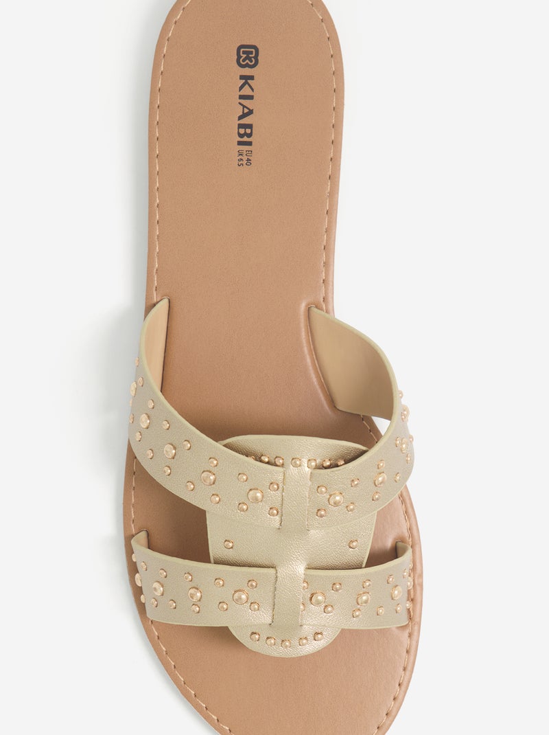Mules com tiras com tachas Amarelo - Kiabi