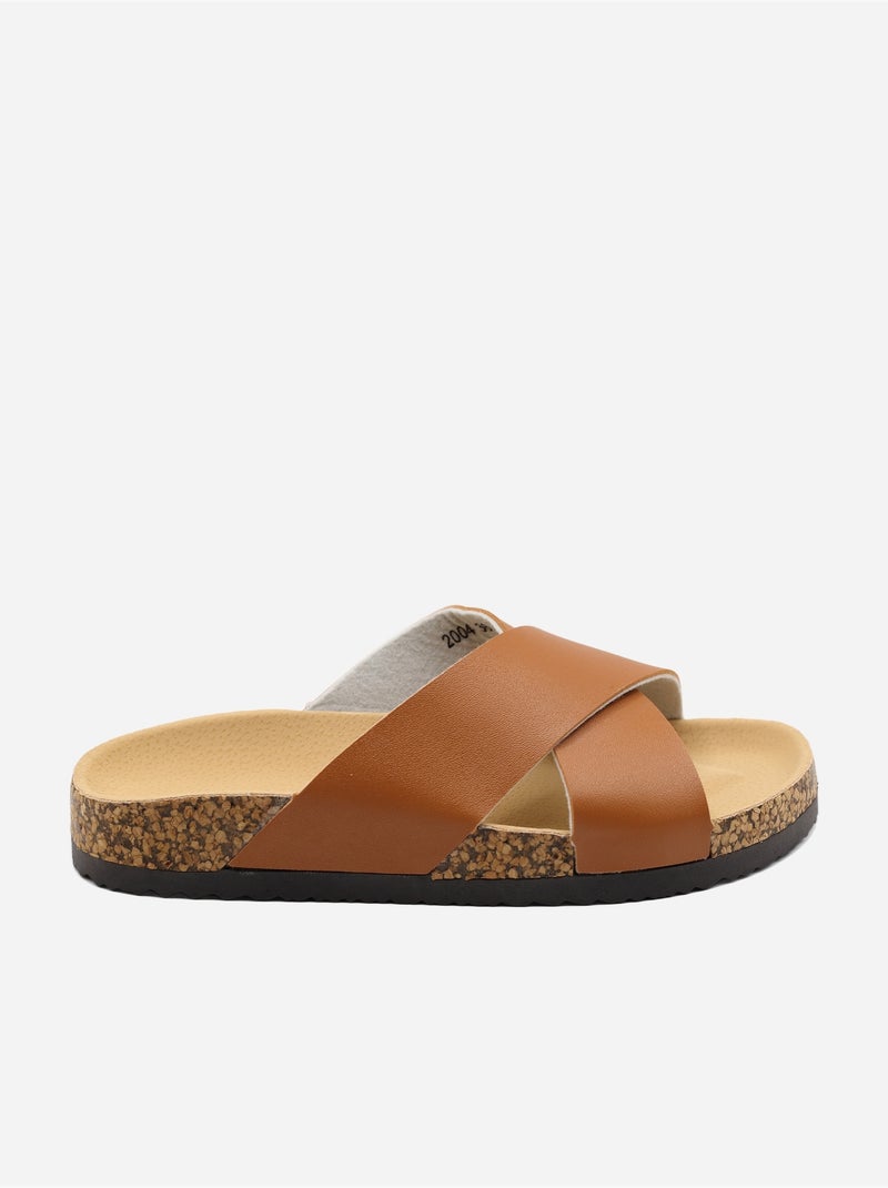 Mules com tiras cruzadas Camelo - Kiabi