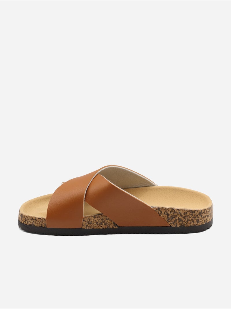 Mules com tiras cruzadas Camelo - Kiabi