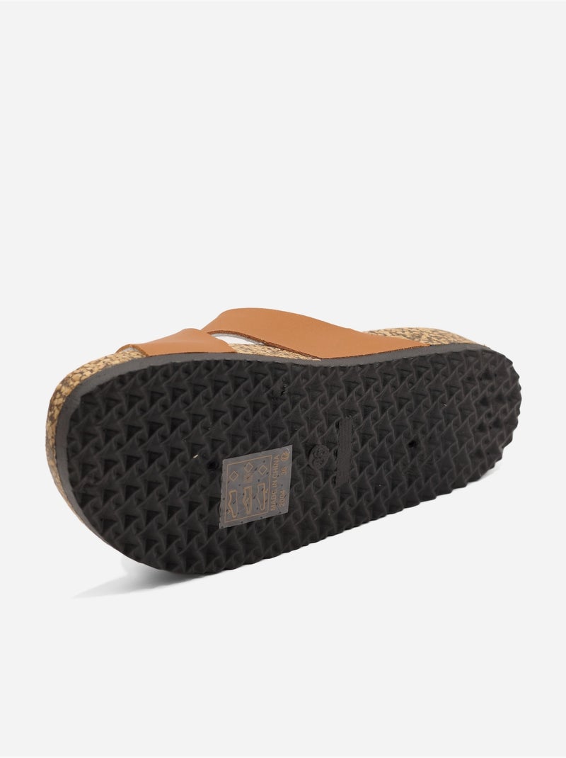 Mules com tiras cruzadas Camelo - Kiabi