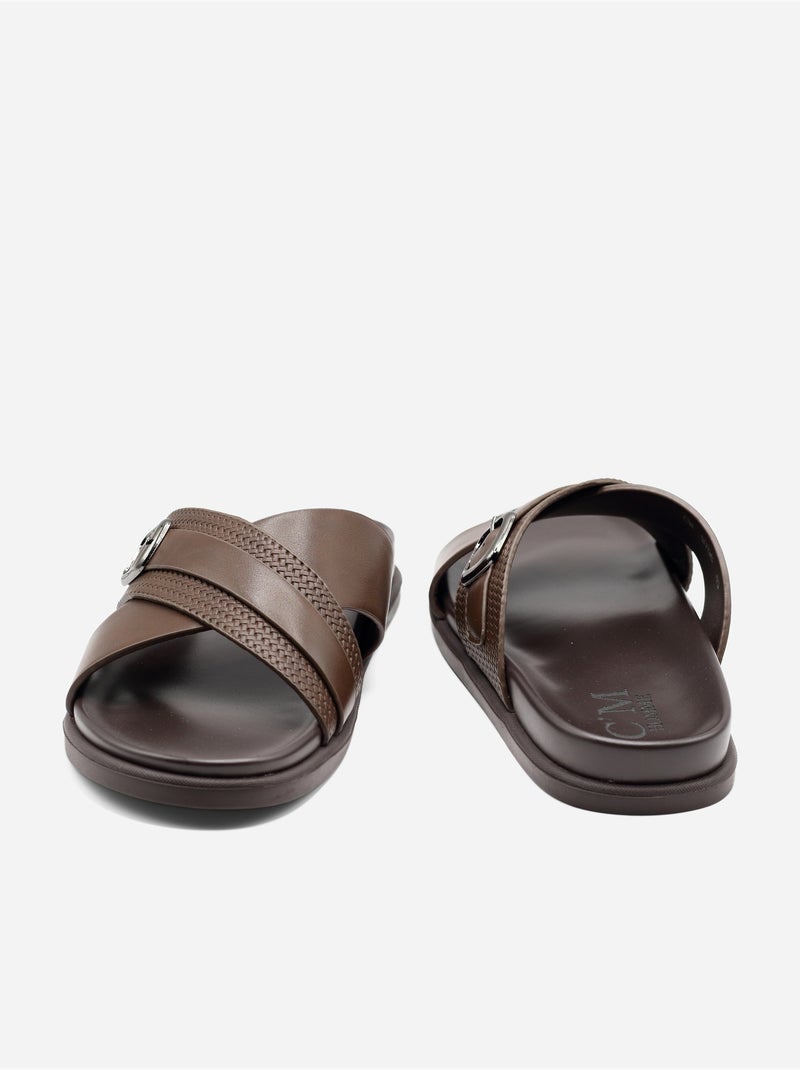Mules com tiras cruzadas Castanho-escuro - Kiabi