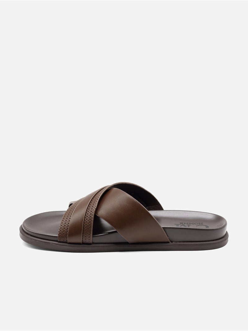 Mules com tiras cruzadas Castanho-escuro - Kiabi