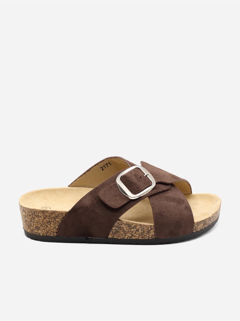 Mules com tiras cruzadas Castanho - Kiabi