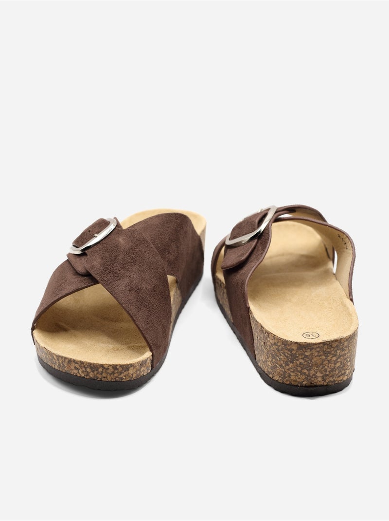 Mules com tiras cruzadas Castanho - Kiabi