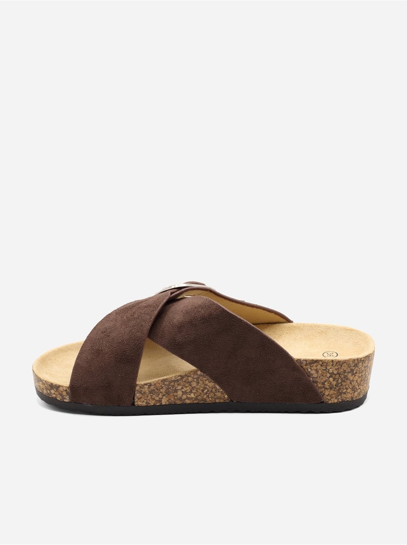 Mules com tiras cruzadas Castanho - Kiabi