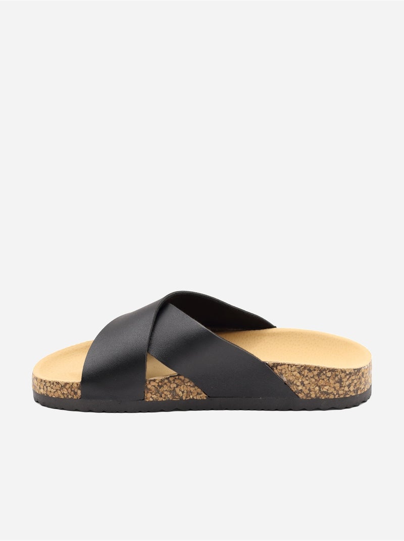 Mules com tiras cruzadas Preto - Kiabi