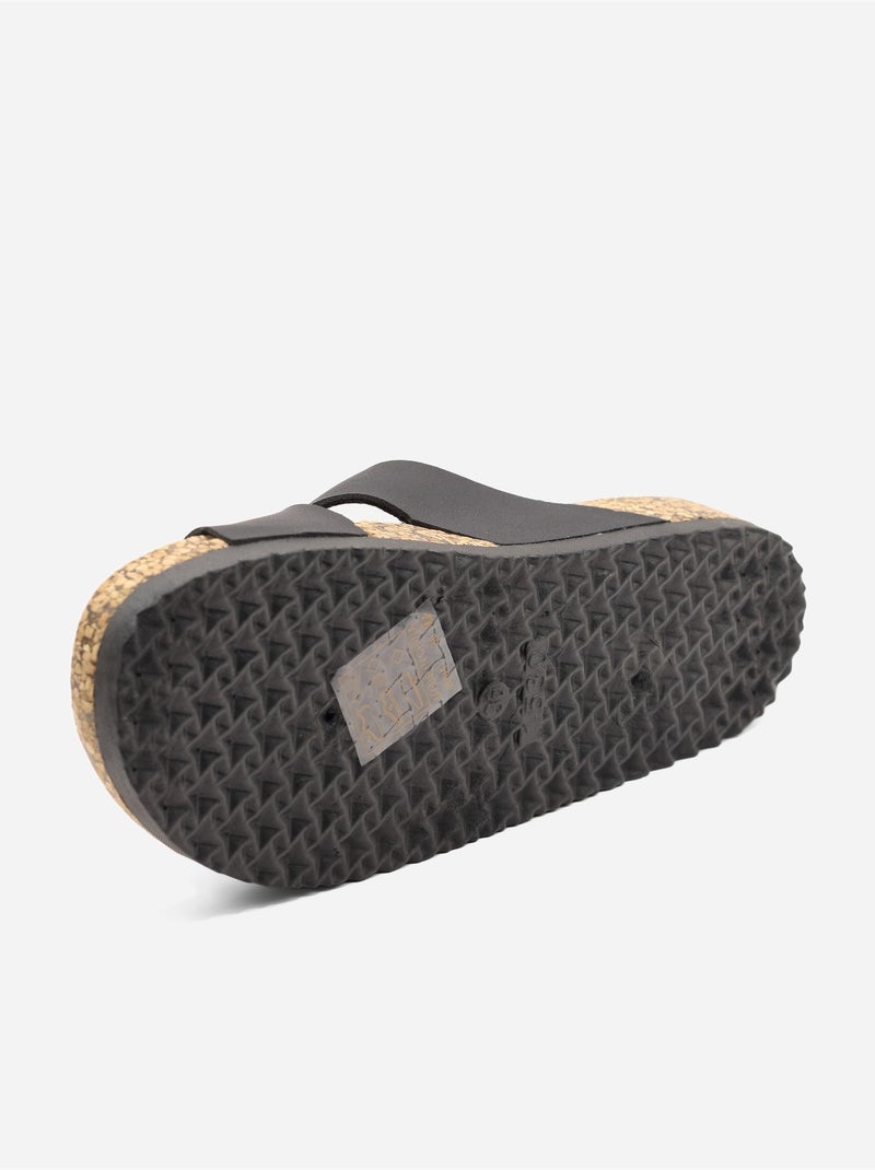 Mules com tiras cruzadas Preto - Kiabi