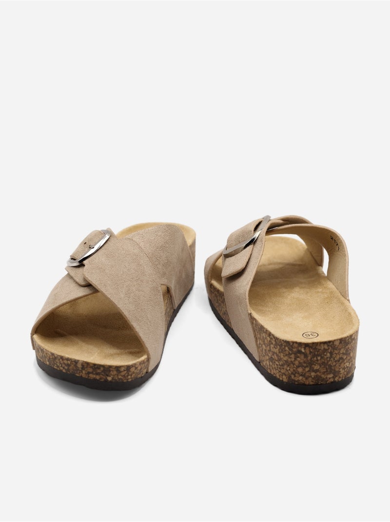 Mules com tiras cruzadas Toupe - Kiabi