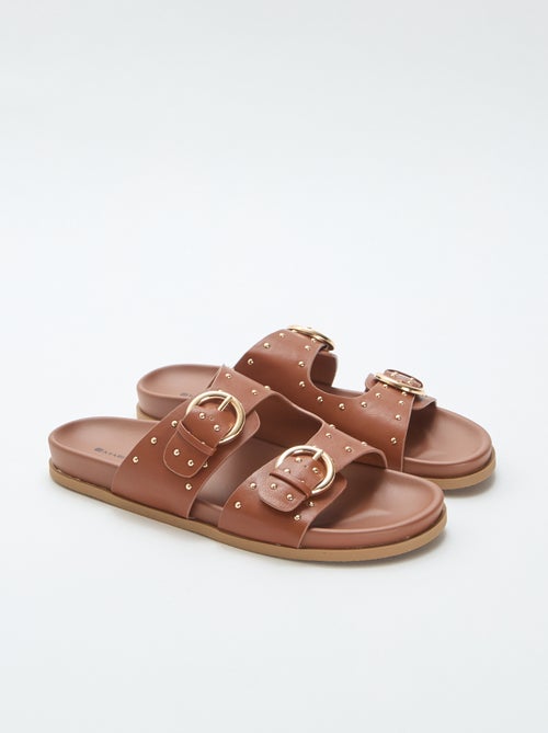 Mules com tiras de fivela dourada - Kiabi