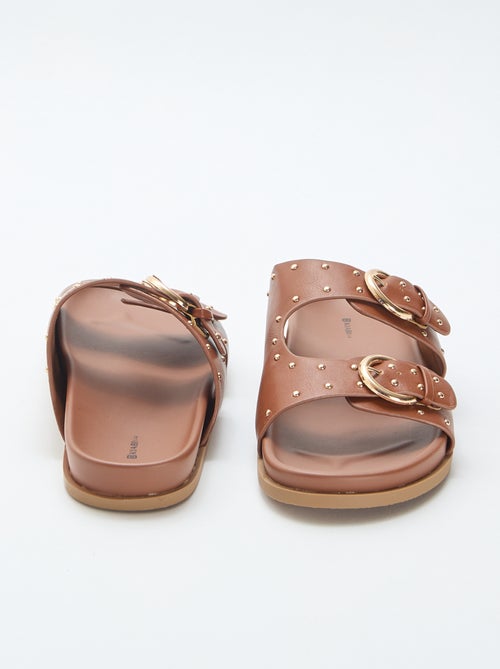 Mules com tiras de fivela dourada - Kiabi