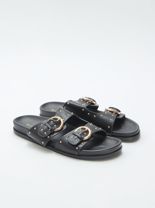 Mules com tiras de fivela dourada - Kiabi