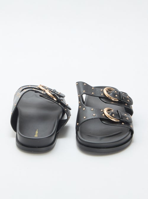 Mules com tiras de fivela dourada - Kiabi