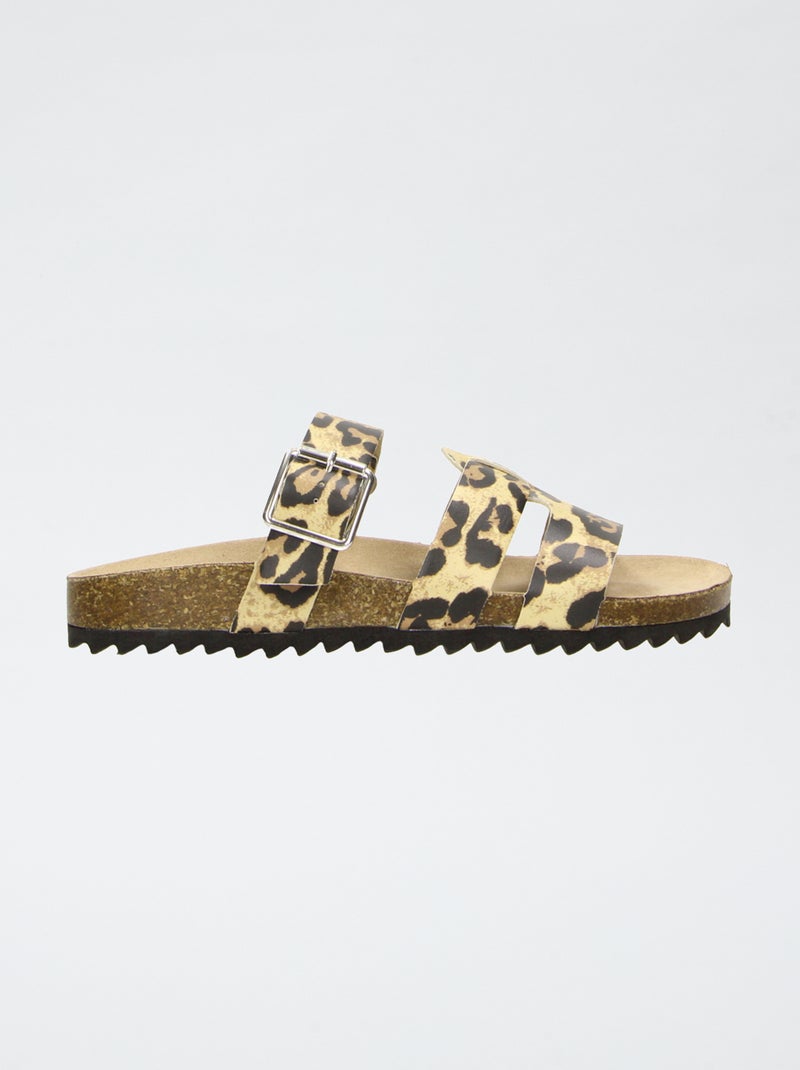 Mules com tiras de leopardo Castanho - Kiabi