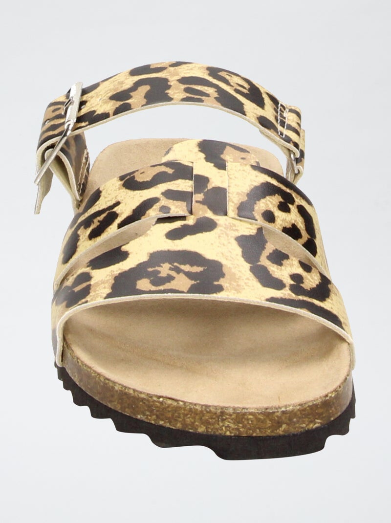 Mules com tiras de leopardo Castanho - Kiabi
