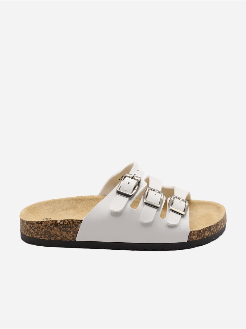 Mules com três tiras Branco - Kiabi