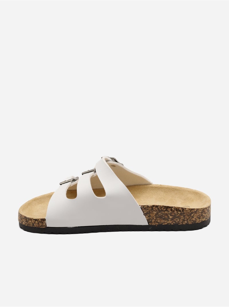 Mules com três tiras Branco - Kiabi