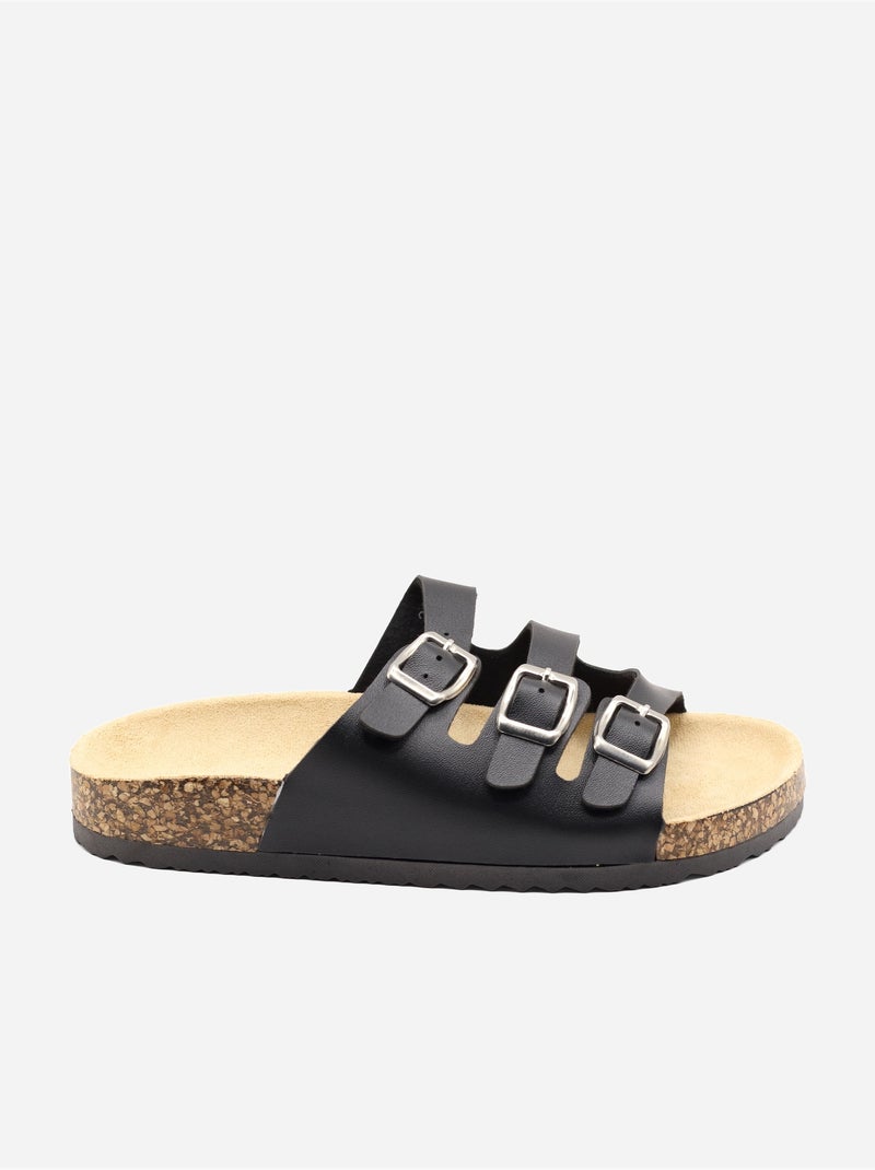 Mules com três tiras Preto - Kiabi