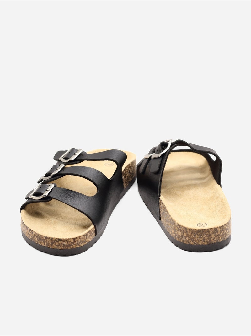 Mules com três tiras Preto - Kiabi