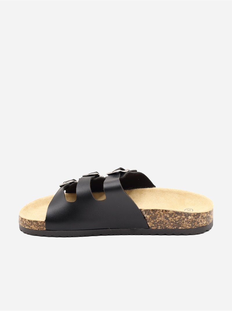 Mules com três tiras Preto - Kiabi