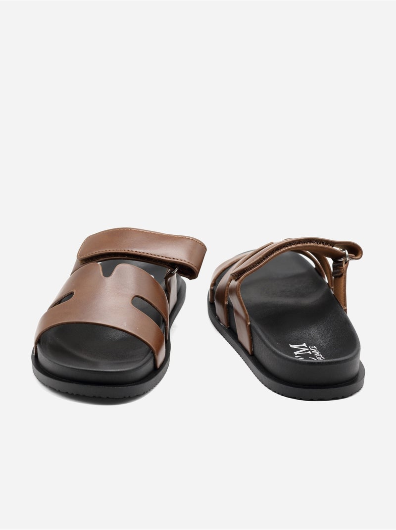 Mules com velcro Castanho - Kiabi