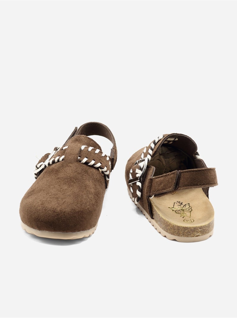 Mules com velcro Castanho - Kiabi
