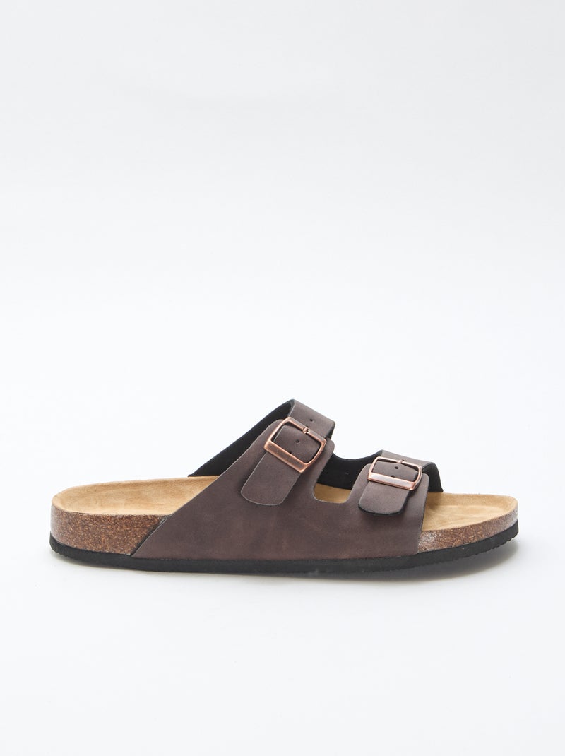 Mules de duas tiras Castanho - Kiabi