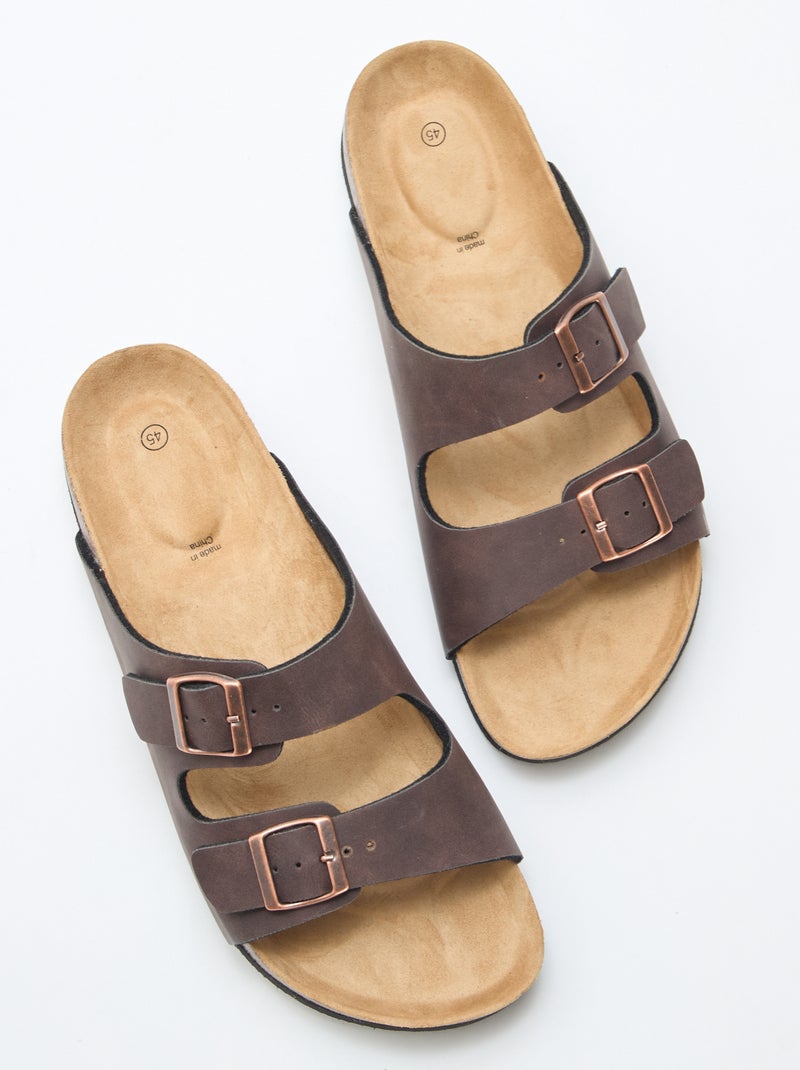 Mules de duas tiras Castanho - Kiabi