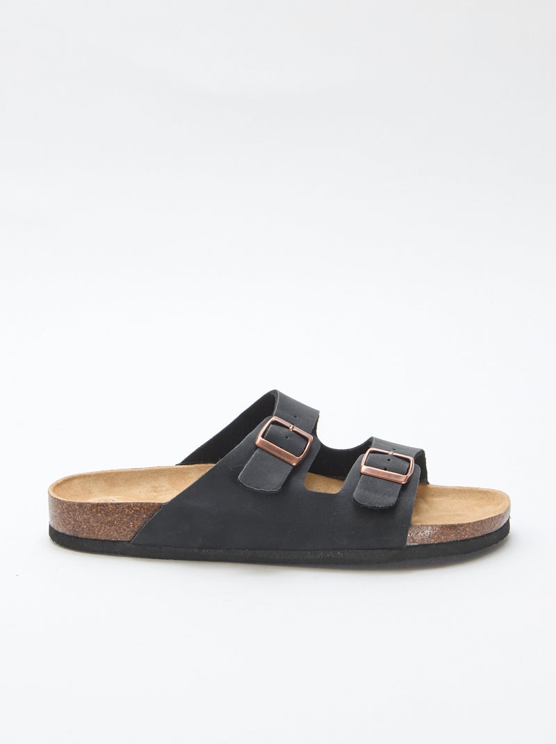 Mules de duas tiras Preto - Kiabi