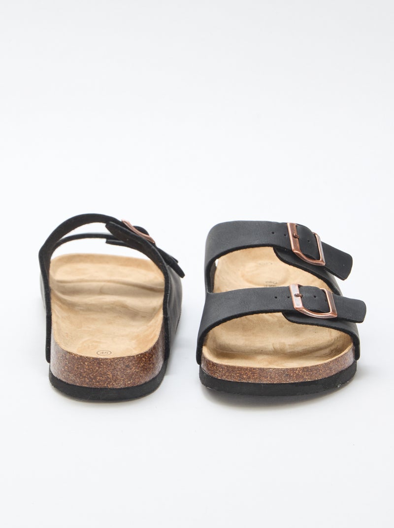 Mules de duas tiras Preto - Kiabi