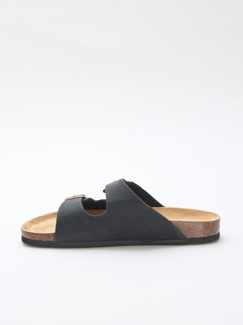 Mules de duas tiras Preto - Kiabi