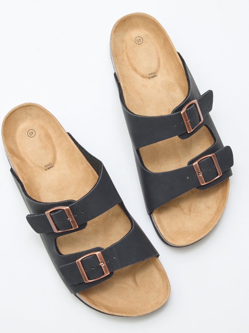 Mules de duas tiras Preto - Kiabi