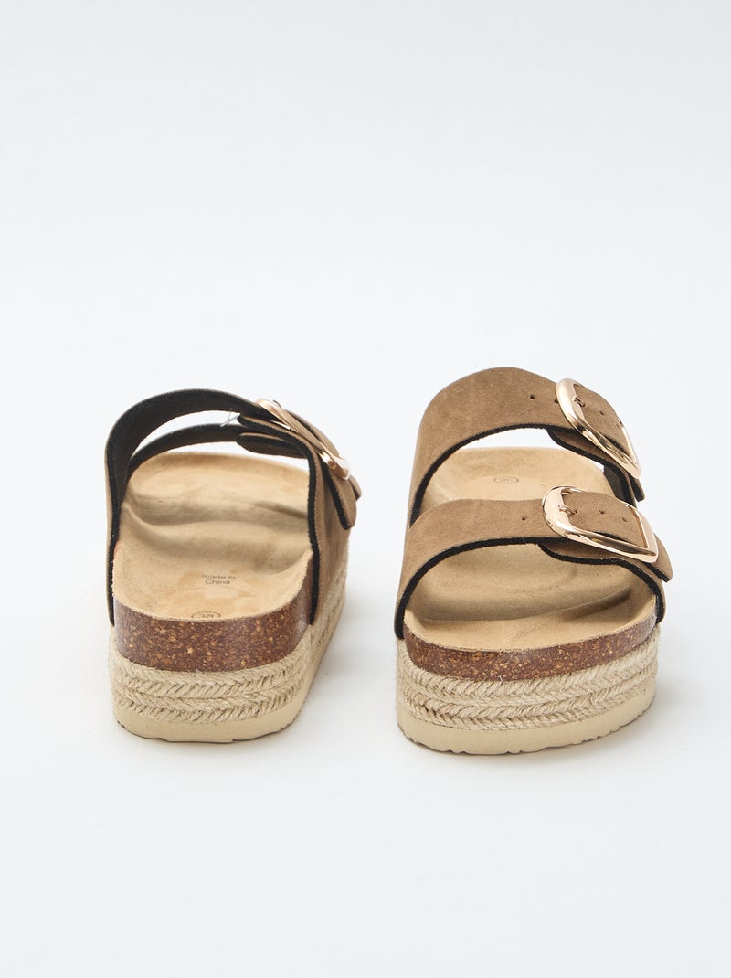 Mules de tira dupla Castanho - Kiabi