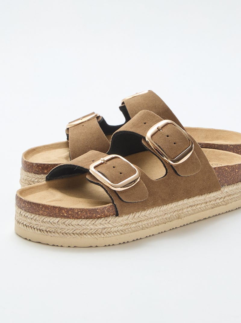 Mules de tira dupla Castanho - Kiabi