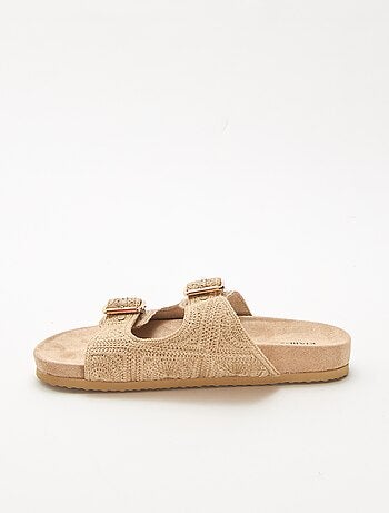 Mules de tira dupla em macramé