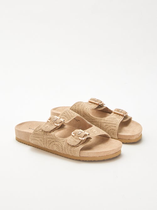 Mules de tira dupla em macramé - Kiabi