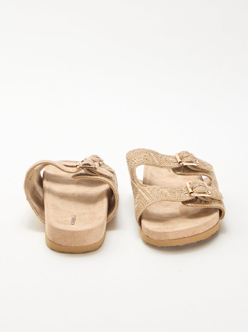 Mules de tira dupla em macramé Bege - Kiabi
