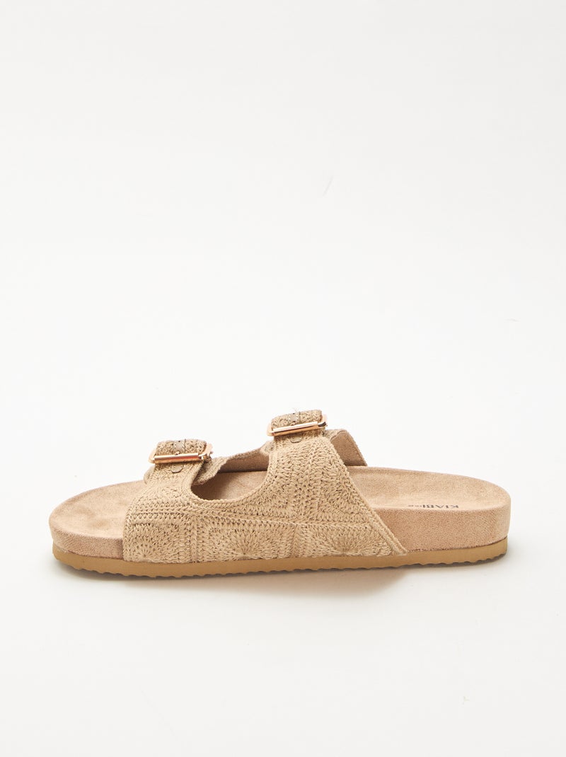 Mules de tira dupla em macramé Bege - Kiabi