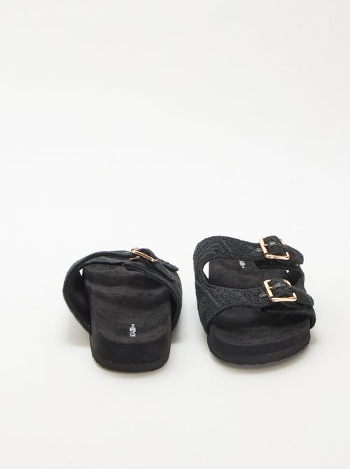 Mules de tira dupla em macramé - Kiabi