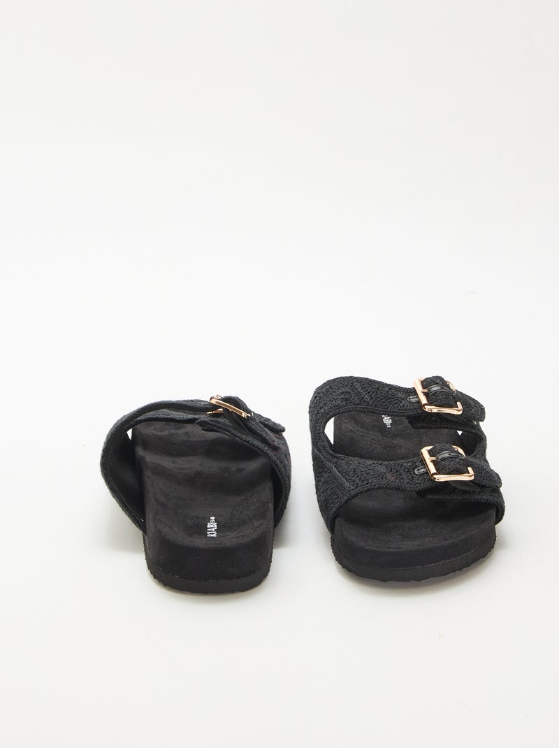 Mules de tira dupla em macramé Preto - Kiabi