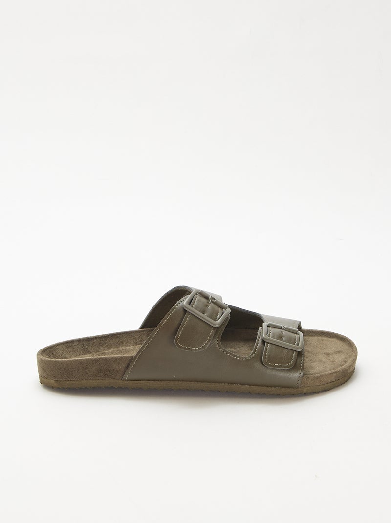 Mules de tiras duplas Caqui - Kiabi