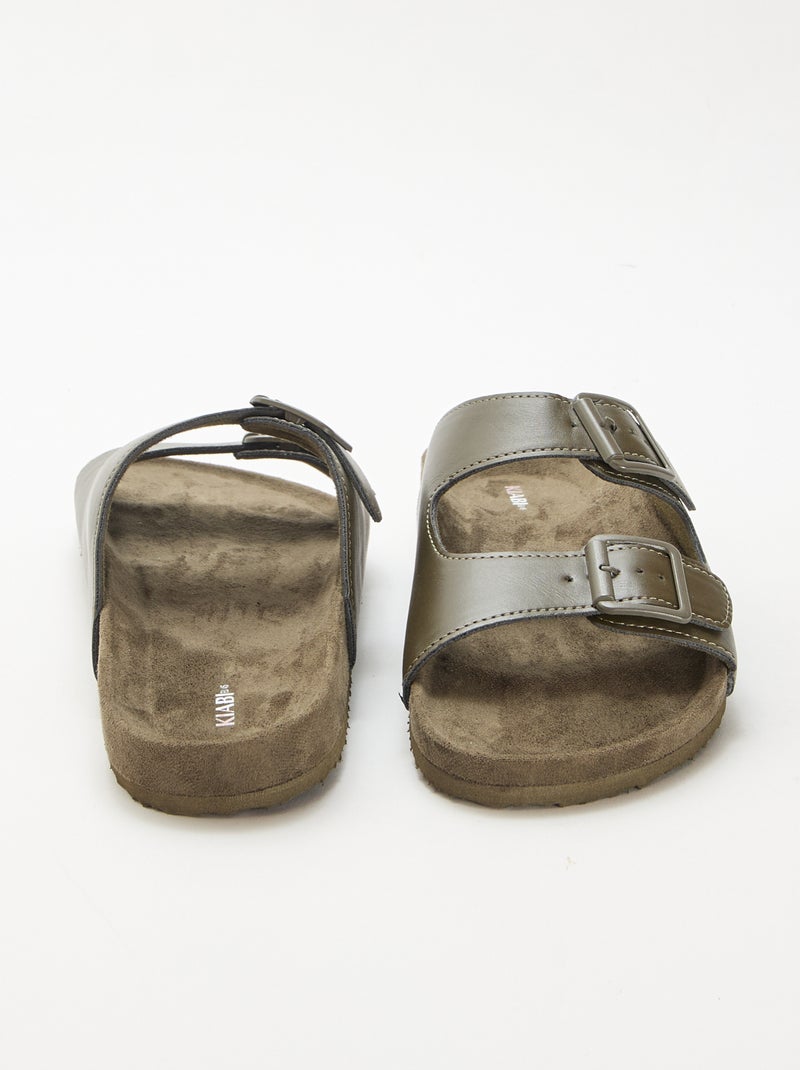 Mules de tiras duplas Caqui - Kiabi