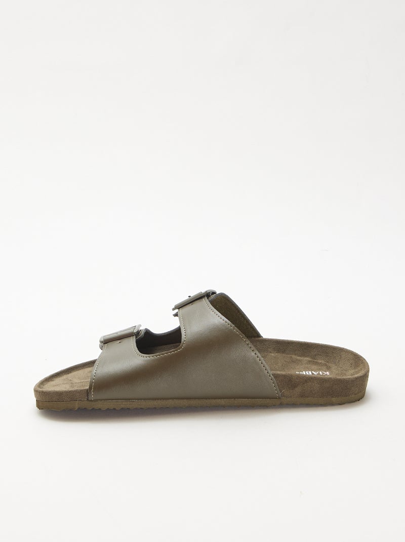 Mules de tiras duplas Caqui - Kiabi