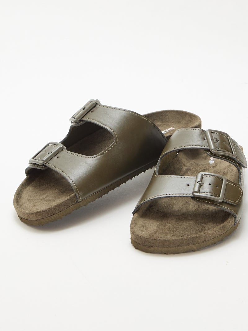 Mules de tiras duplas Caqui - Kiabi