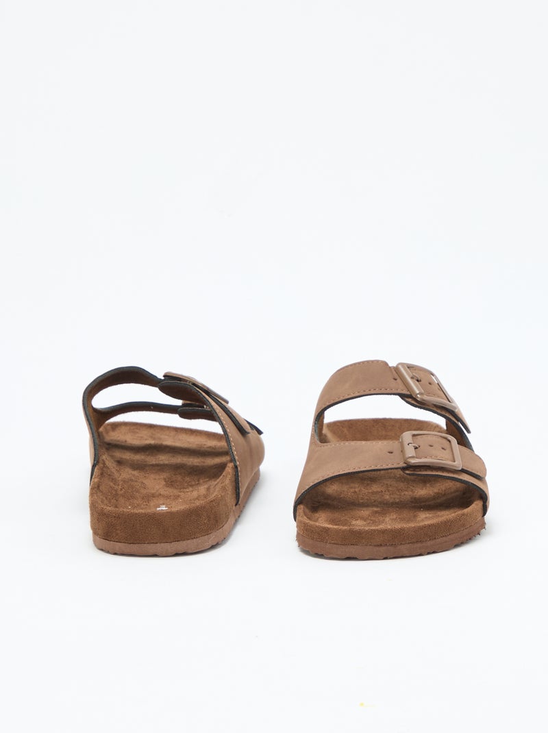Mules de tiras duplas Castanho - Kiabi