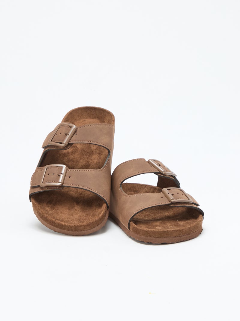 Mules de tiras duplas Castanho - Kiabi