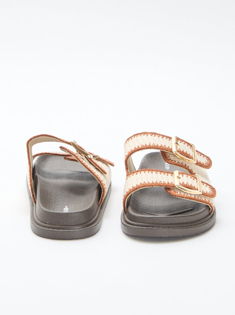 Mules de tiras duplas com fecho de gancho Bege - Kiabi